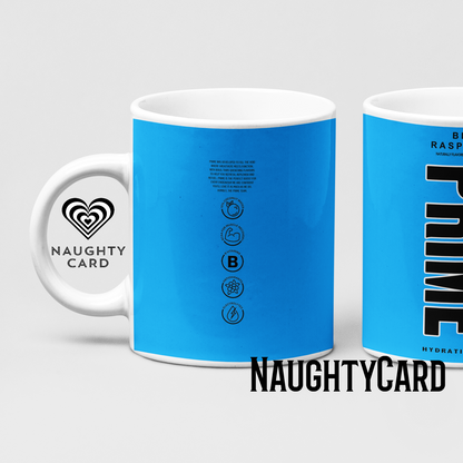 Prime Hydration Inspired Mug. Heat reveal magic mug. Birthday Gift. Christmas Gift. Mug from NaughtyCard. Blue Raspberry Rear View