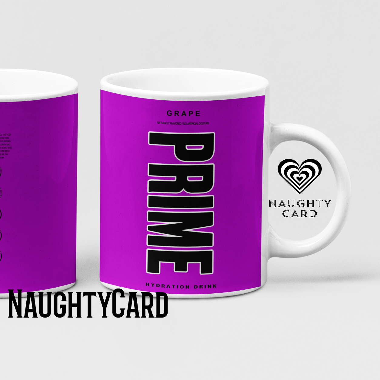 Grape Prime Hydration Inspired Mug. Heat reveal magic mug. Birthday Gift. Christmas Gift. Mug from NaughtyCard. Purple Prime Mug 