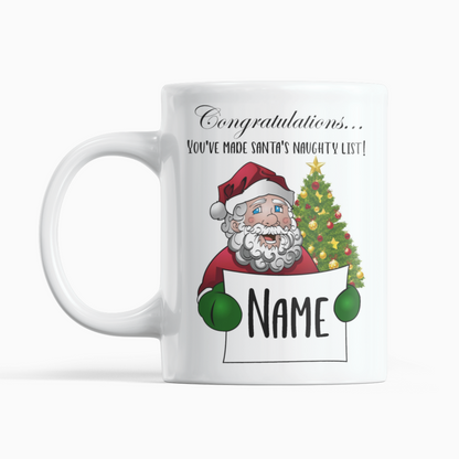 Santa Naughty List Personalised Christmas Mug From NaughtyCard. Christmas Gift. Secret Santa Gift. Gift on sale. 