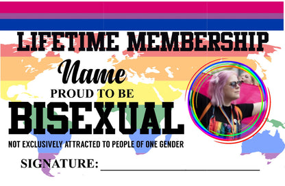 Bisexual Card, LGBTQ Membership Card